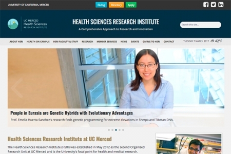 Image of a website that features UC Merced's new responsive website theme.