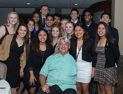Keynote speaker Dave Dravecky with UC Merced student-athletes at the Building Future Champions Dinner and Auction.