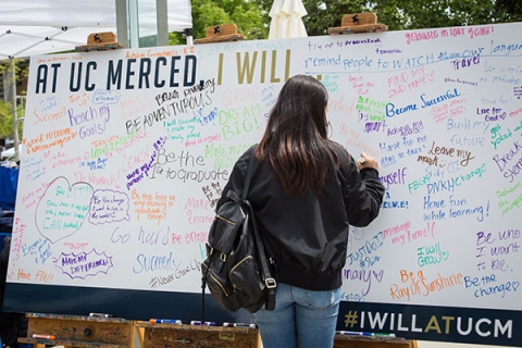 Some students formally submitted their intent to register at Bobcat Day.