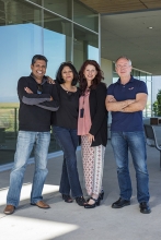 Professors Ajay Gopinathan, Sayantani Ghosh, Kara McCloskey and Victor Muñoz