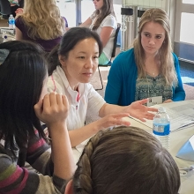 Professor Jing Xu's biology research drew many of the students' interest.