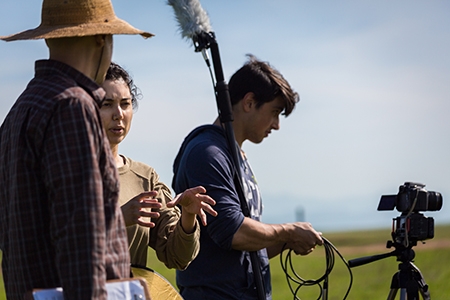 Graduate student Sabah Ul-Hasan (center) is working on a documentary series called "BIOTA," which unites art and science and applies them to social justice issues. 