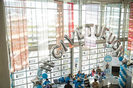Giving Tuesday decorations adorn the Lantern at UC Merced.