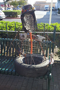 "Sally Junk" on display outside of Merced Theatre during Art Hop.
