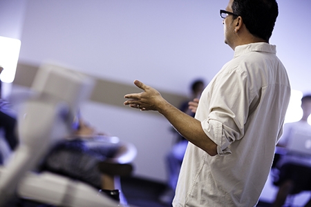 A faculty member leads a class at UC Merced.