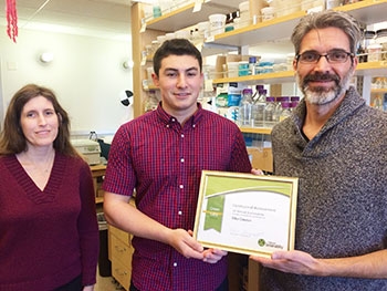 EH&S Specialist Karen Smith, Green Lab Assessment Program Coordinator Nick Conte and Professor Mike Dawson