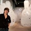 Olga Diego in 2013 with her "Tattooed Giant" interactive exhibition in Spain. Photo by Juanma Lopez.